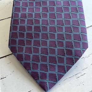 Men's Hermes Neck Tie - 100% Silk - Blue and Purple